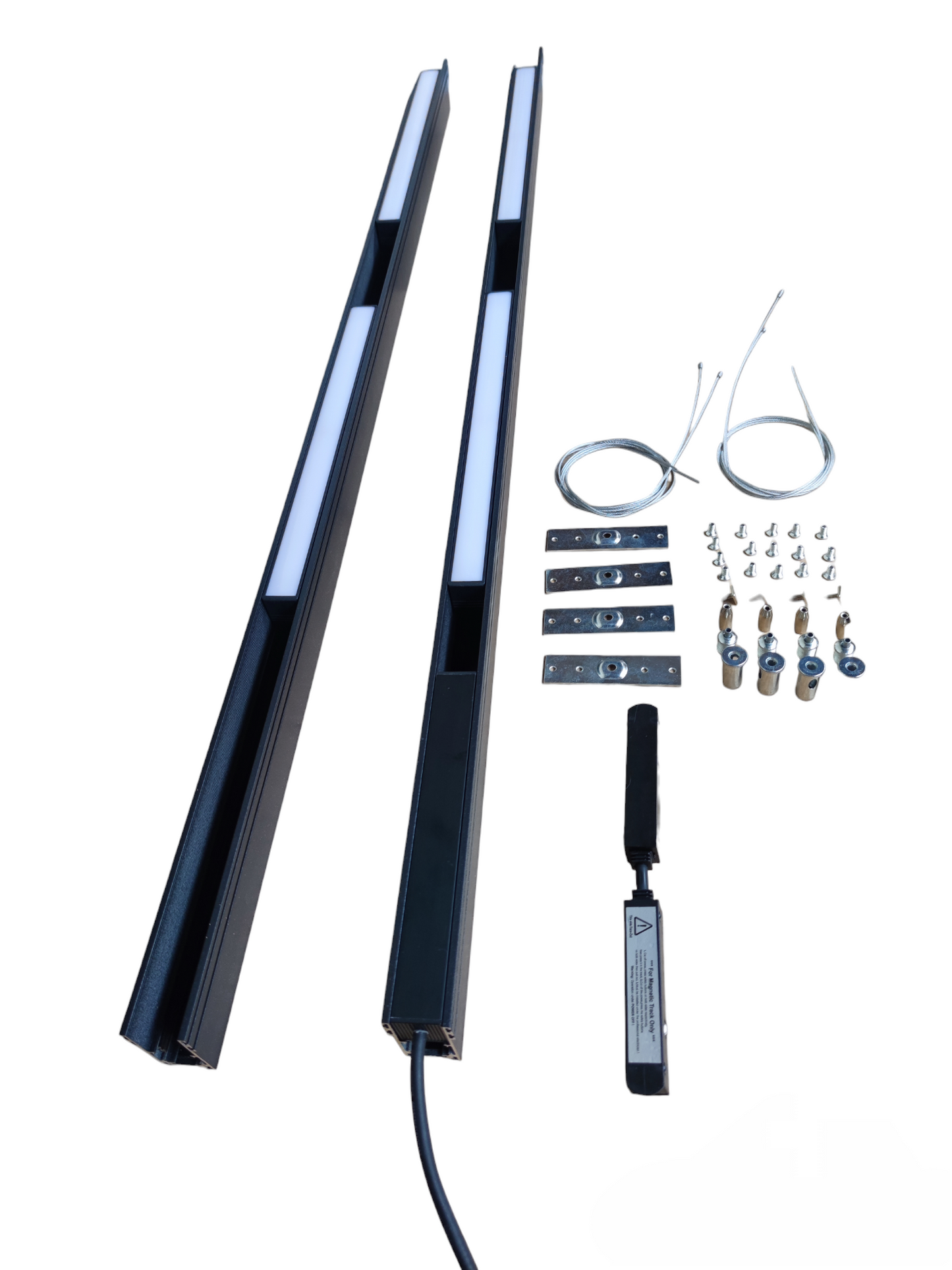 ILLUMIQ TERRA magnetic track light 2 meters with black aluminum rails and mounting hardware