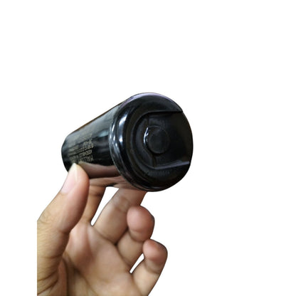 Mallory 36-43UF 220-250VAC motor capacitor with cylindrical design held in hand