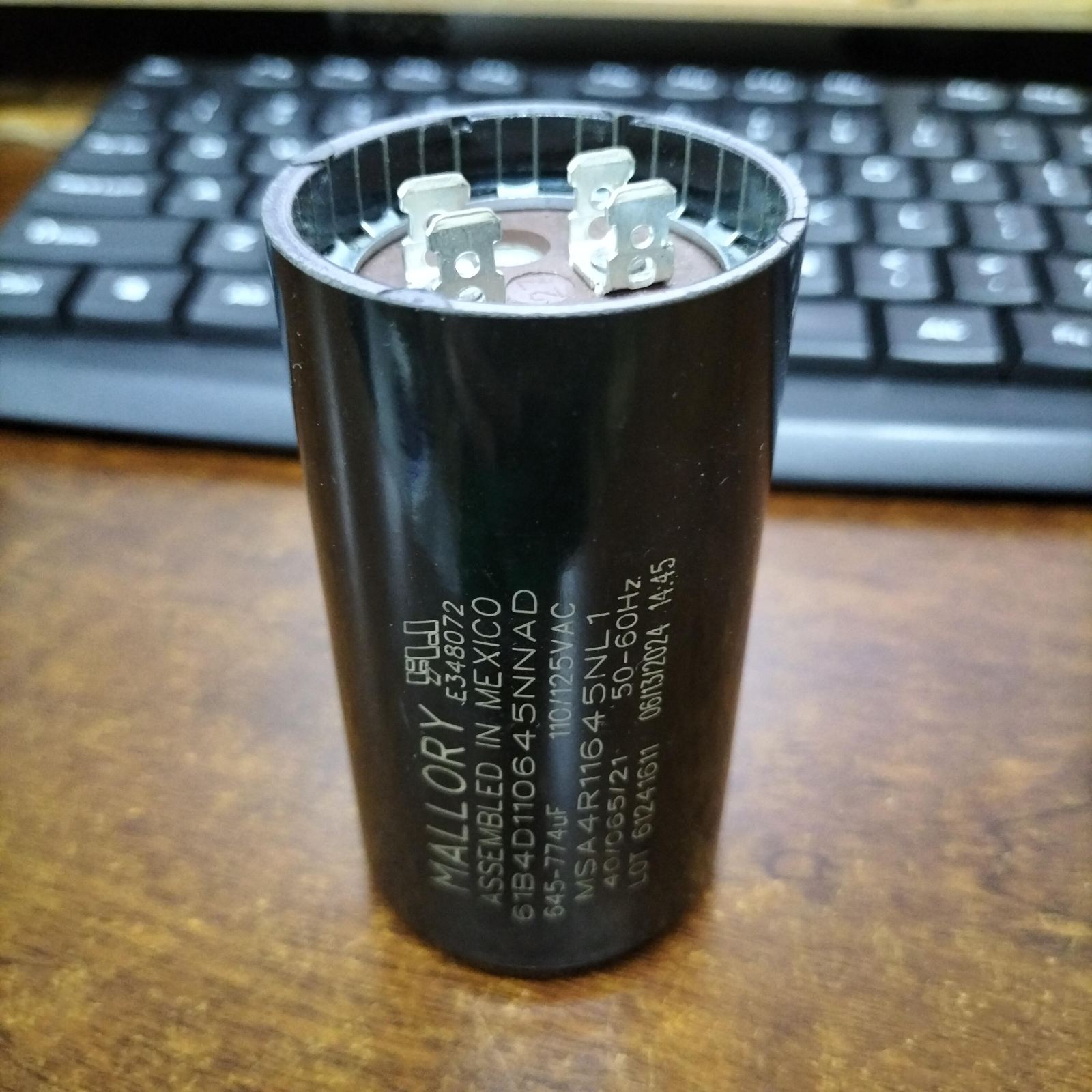 Mallory starting capacitor 645-774uF for efficient motor startup and reliable performance