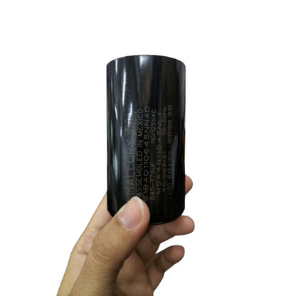 Mallory starting capacitor 645-774uF in black housing, ideal for HVAC applications