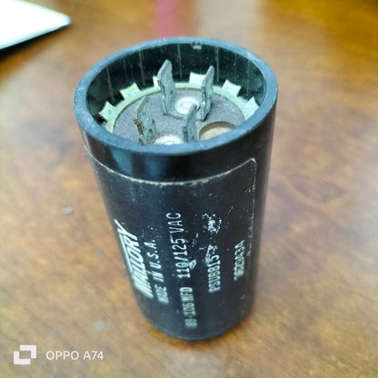 Mallory Starting Capacitor 88-106 MFD electrical part black cylindrical shape with metal terminals