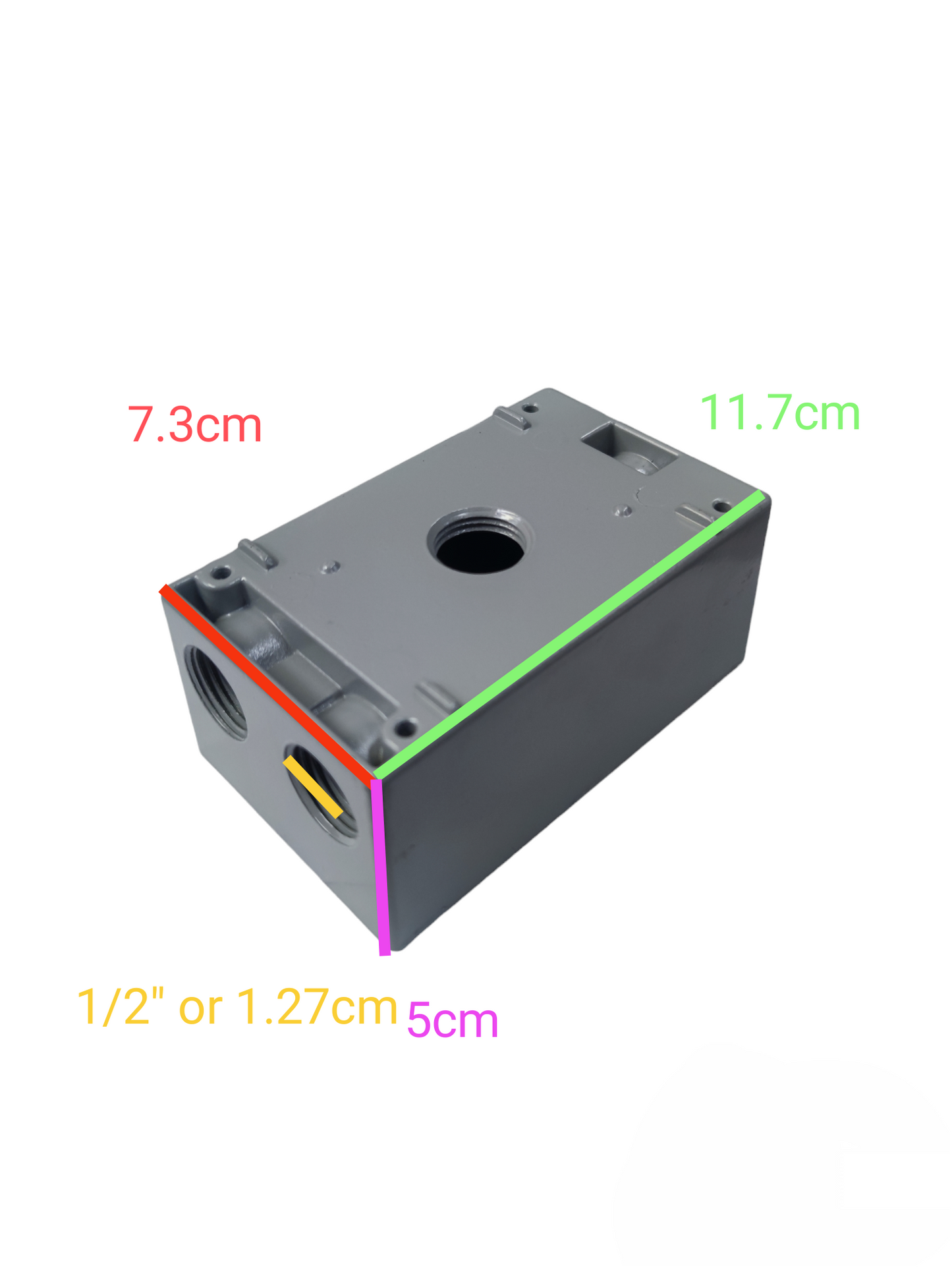 Surer Marine 2x4 Utility Box 2 Hub x 1 Hub x 1 Bottom electrical circuitry part with dimensions