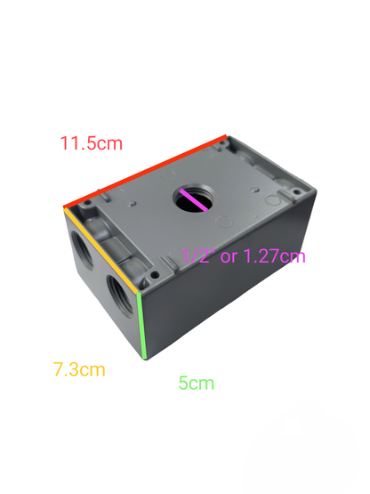 Surer Marine Utility Box 2x4 2 Hub gray electrical enclosure with dimension markings