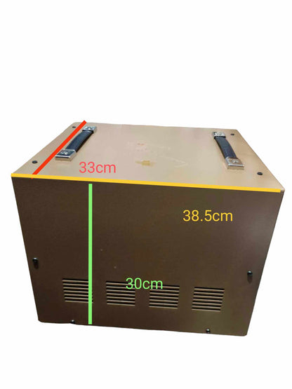 5000W AVR 220V Stavol Matsunaga door chime and bell device showing dimensions and metal handles