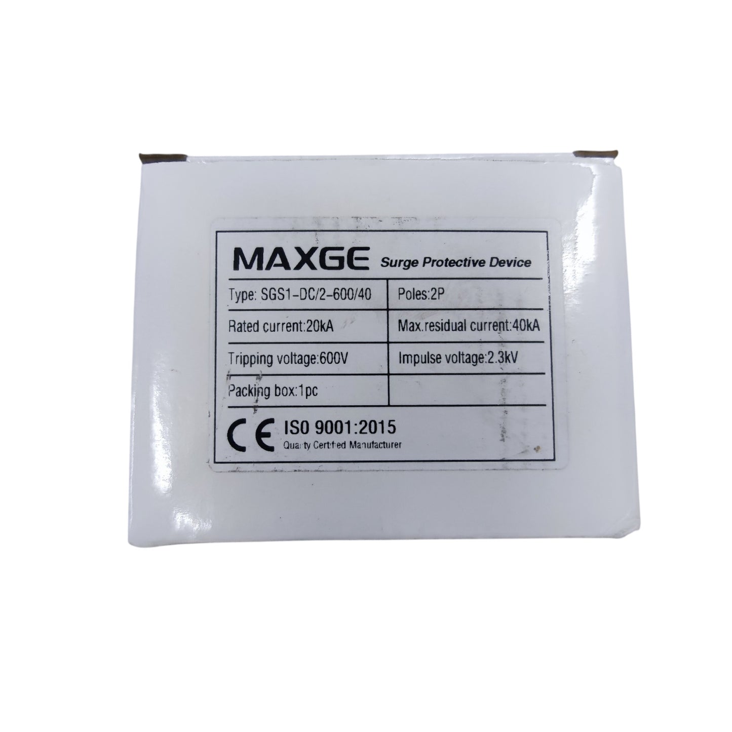 Maxge 40A Surge Protector Device 2 Pole electrical system tool in white packaging box