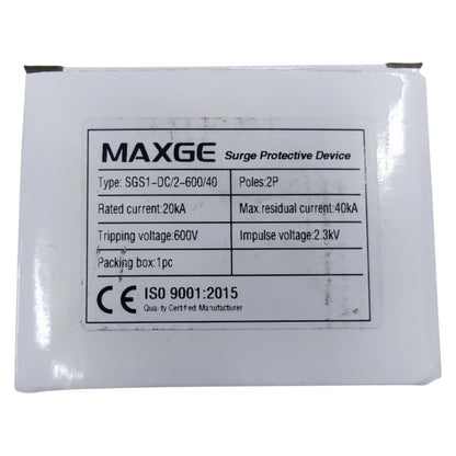 Maxge 40A 2 Pole 40kA 600V DC Surge Protective Device SGS1-DC/2 SPD Surge Protection Device For EV Fast Charger