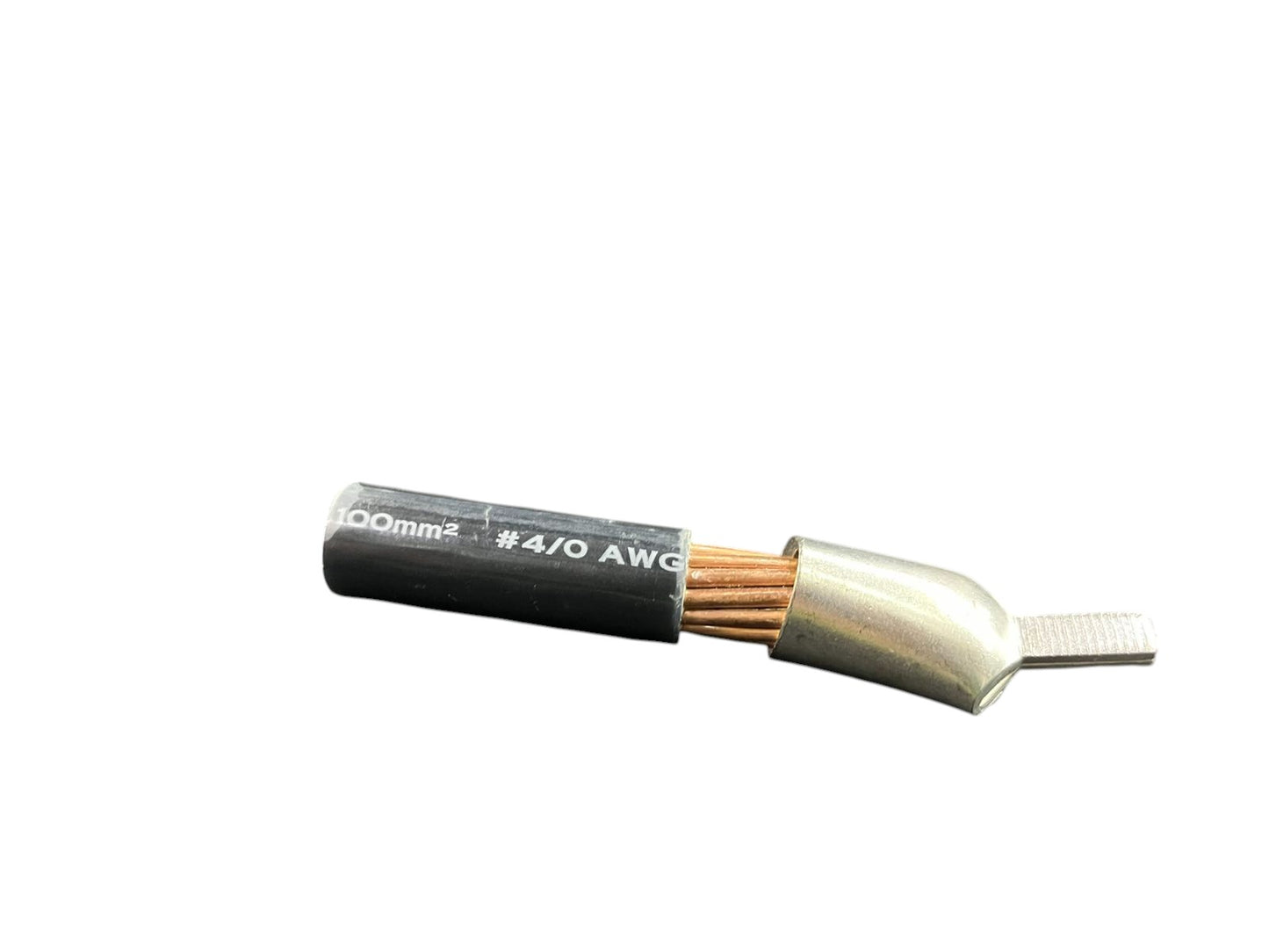 Terminal Lugs 5.5mm - 13.9mm crimped on copper stranded cable with black insulation for cable management