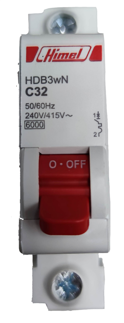 Himel single pole MCB 220V 6KAIC 21A circuit breaker with a red on-off switch