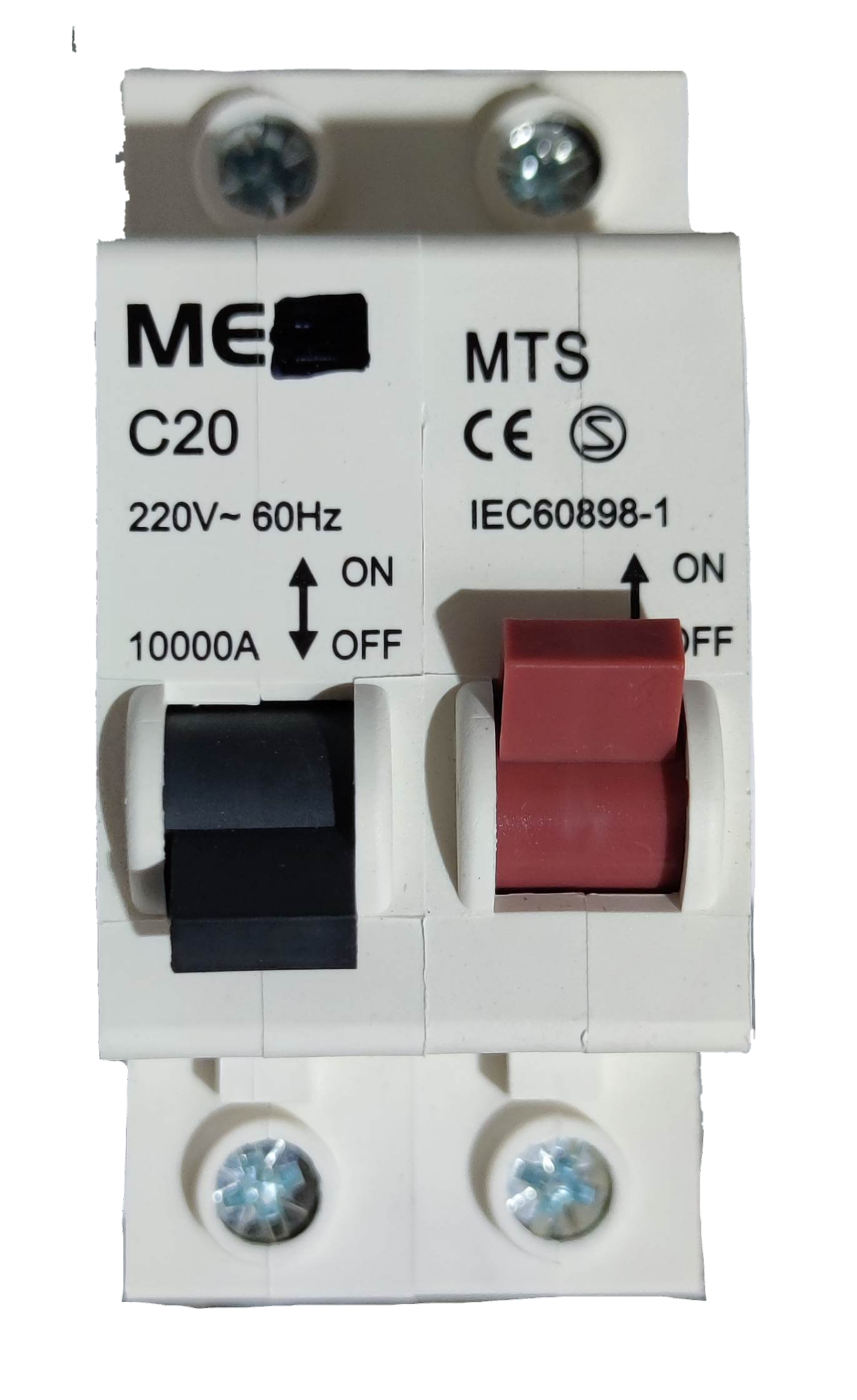 Grippes 20A manual transfer switch 220V with black and red toggle switches for electrical control