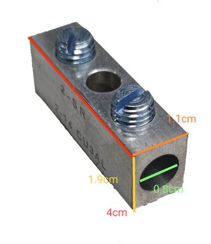 Mechanical lug straight connector for electrical circuitry with two screws and metal body by Electx Electrical Supply