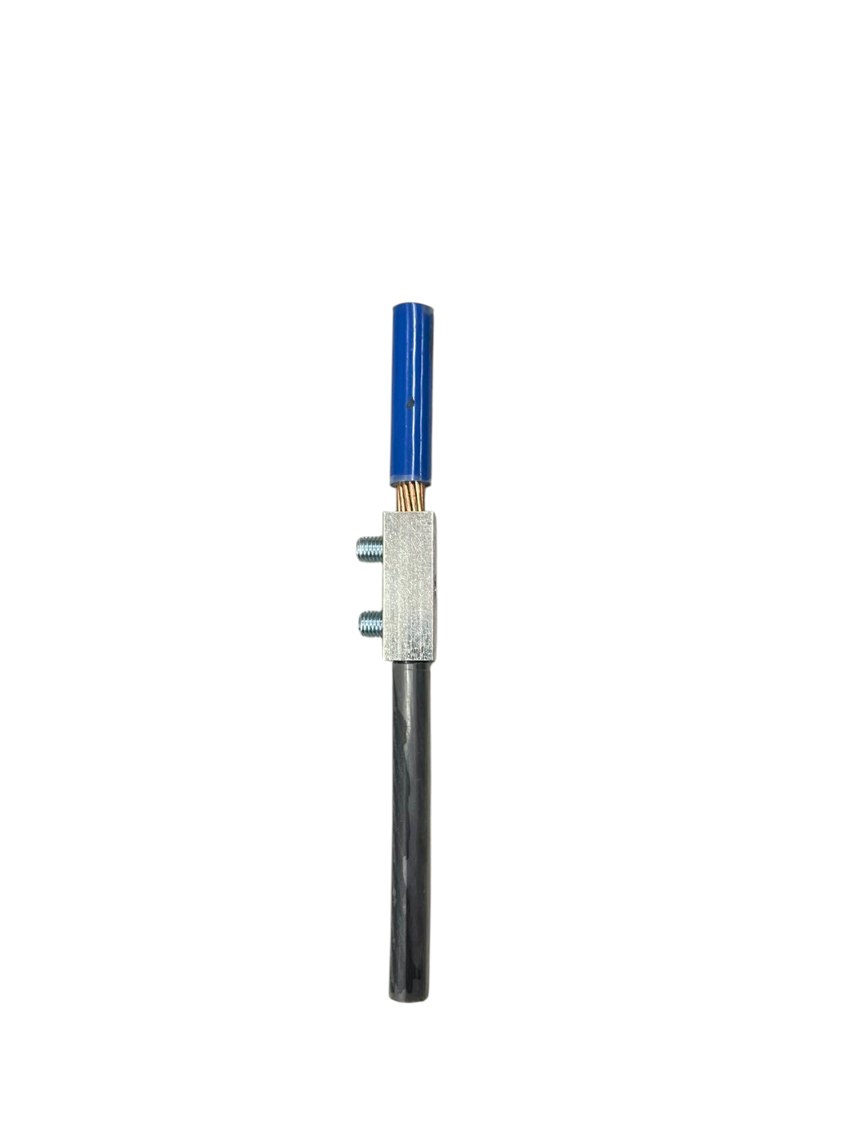 Electx Electrical Supply mechanical lug straight connector joining blue and black insulated wires