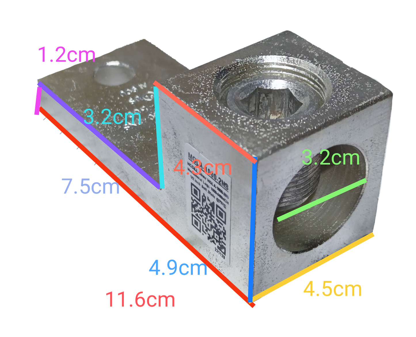 McGILL Mechanical Lugs 1000MCM 2 Holes electrical connector with metal construction and precise hole measurements