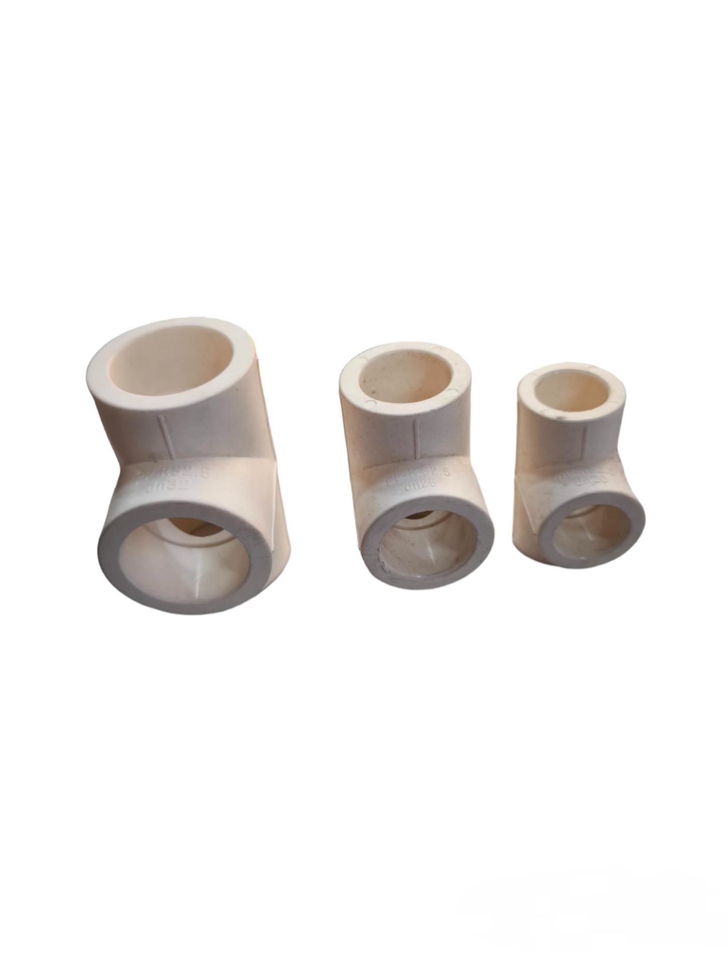 Meco PPR tee coupling 25mm pipe fitting in three different sizes for plumbing applications