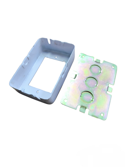 Amco metal 2x4 utility box with removable knockouts for electrical wiring installation