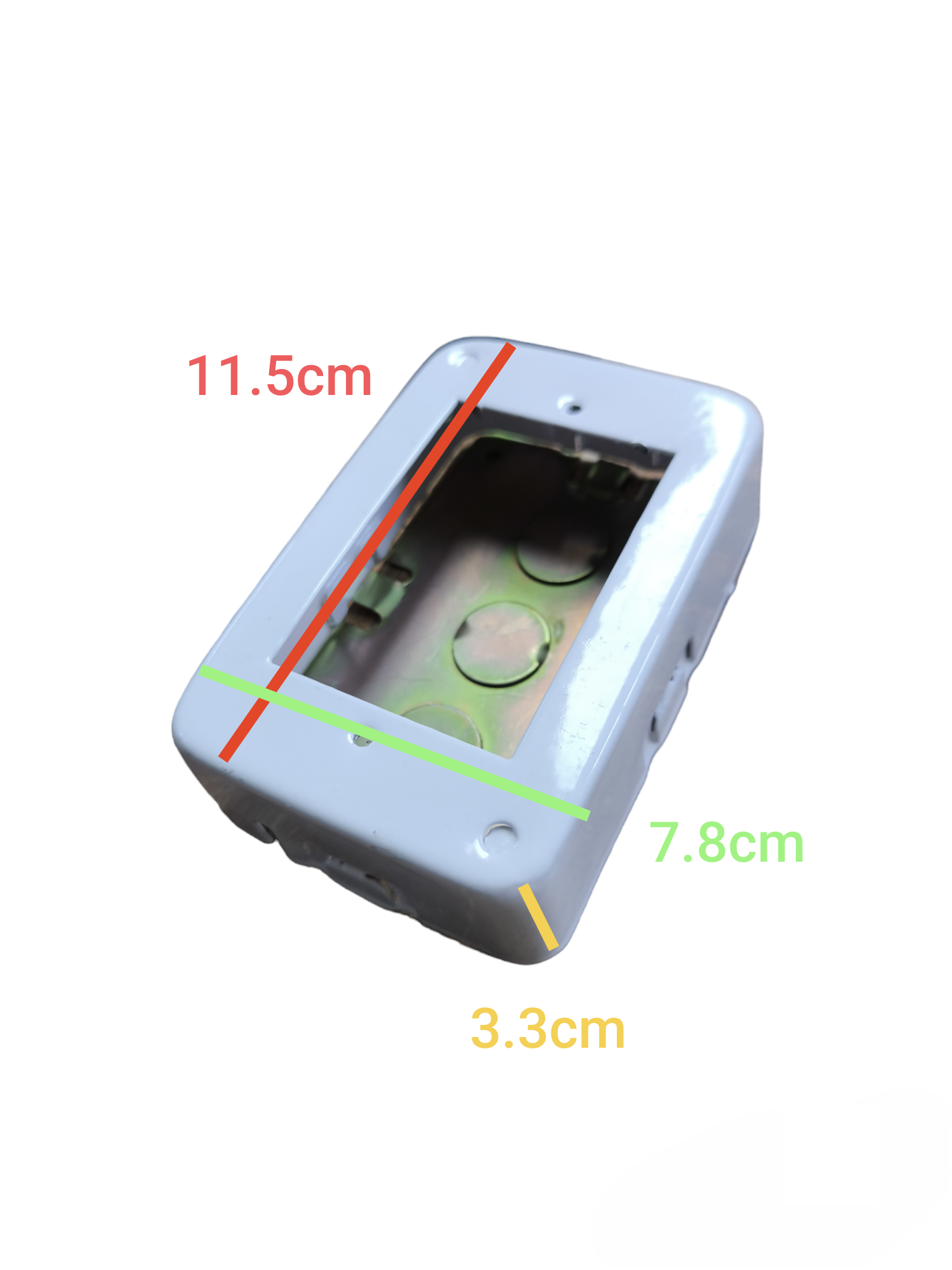 Amco metal 2x4 utility box with dimensions 11.5cm by 7.8cm by 3.3cm for electrical circuitry parts