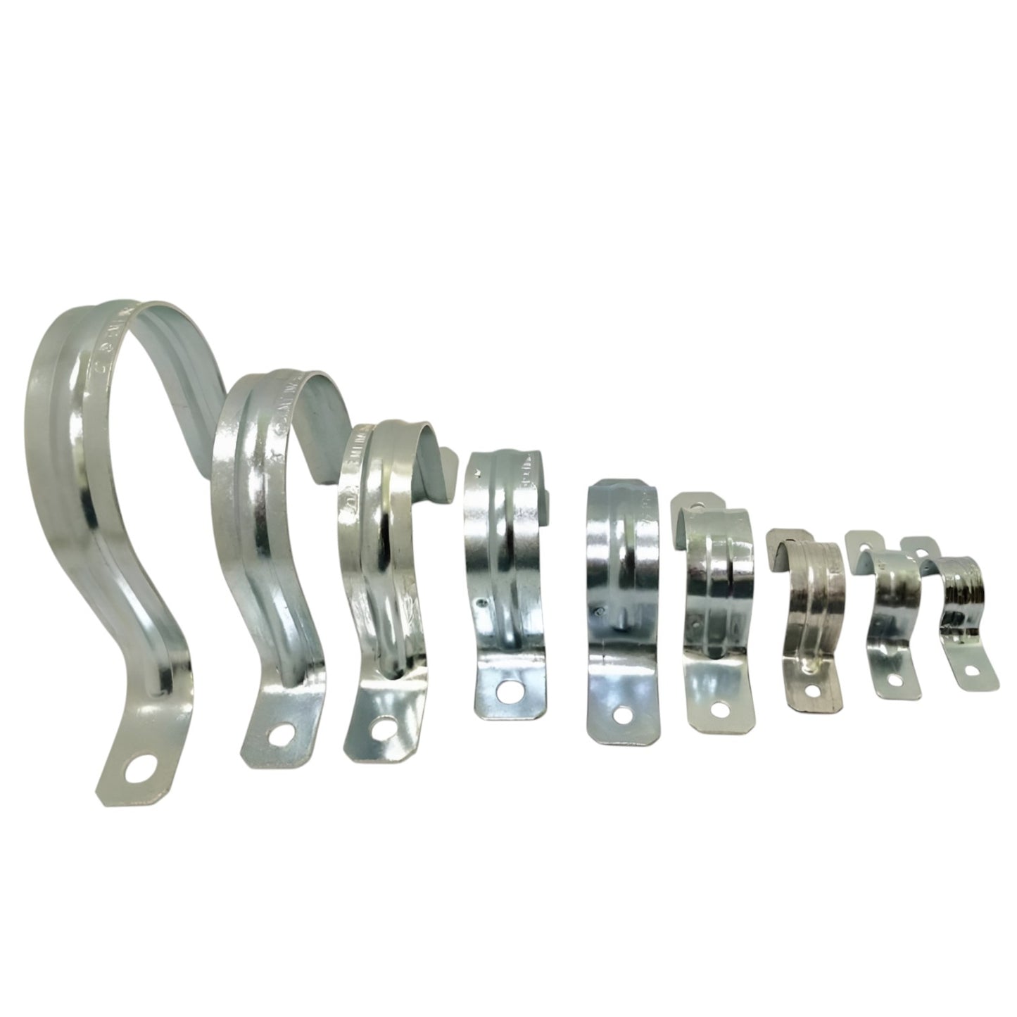 Set of metal conduit clamps including a 3 inch metal conduit clamp 2 Hole for secure installation of electrical conduits