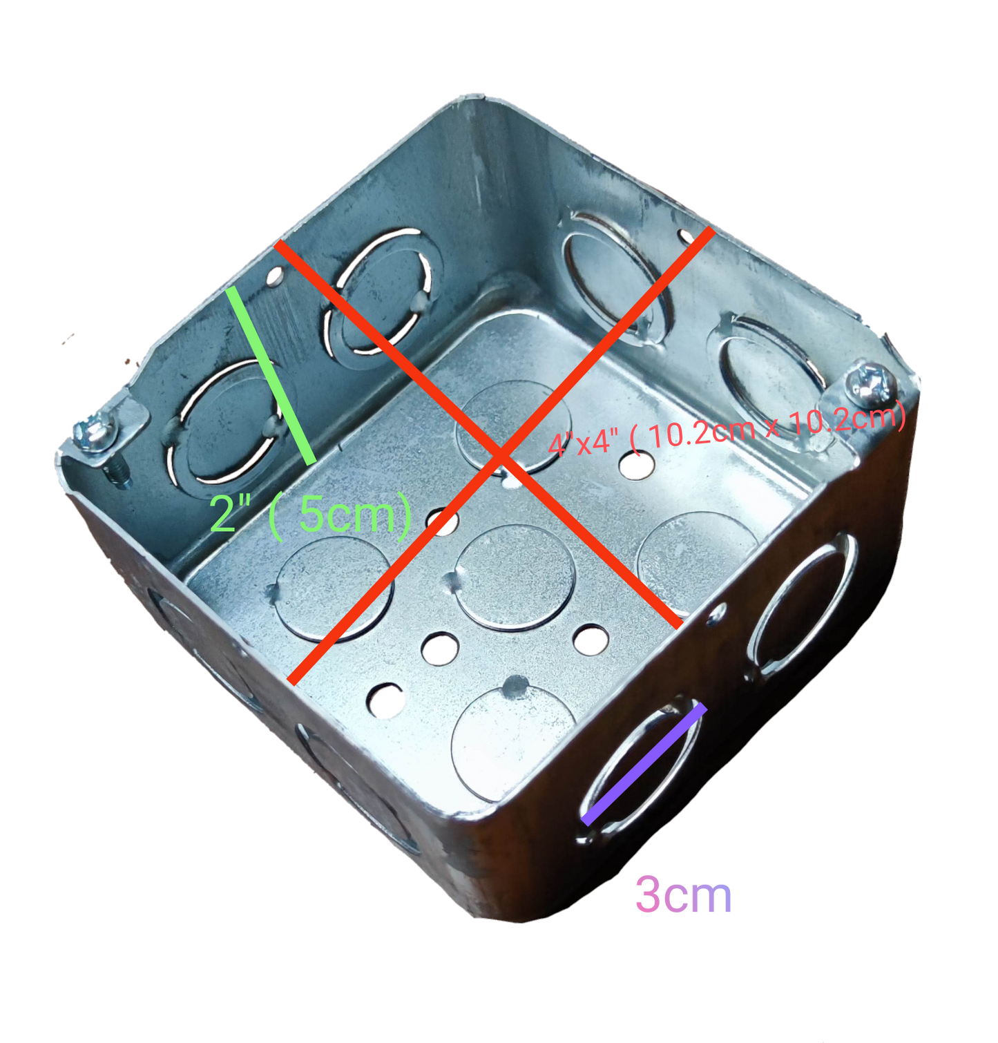Royu 4x4 metal junction box AWG 18 with multiple knockout holes for electrical wiring