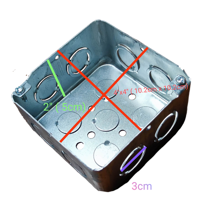 Royu 4x4 metal junction box AWG 18 with multiple knockout holes for electrical wiring