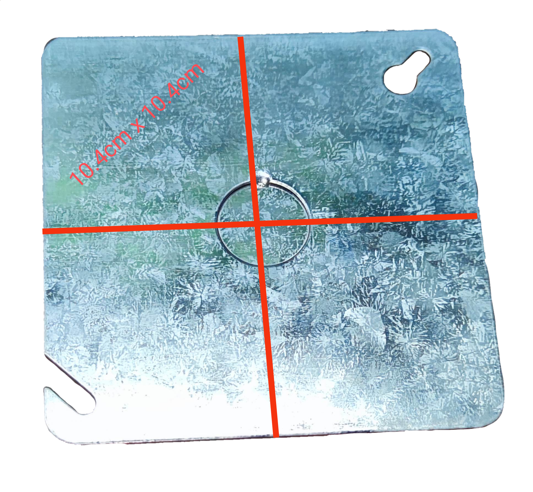 4x4 metal junction box AWG 18 with a textured surface and a central mounting ring