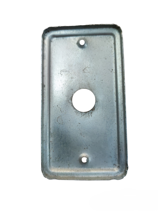 Durable metal plate cover with a 1.7cm hole for electrical installations and switch protection