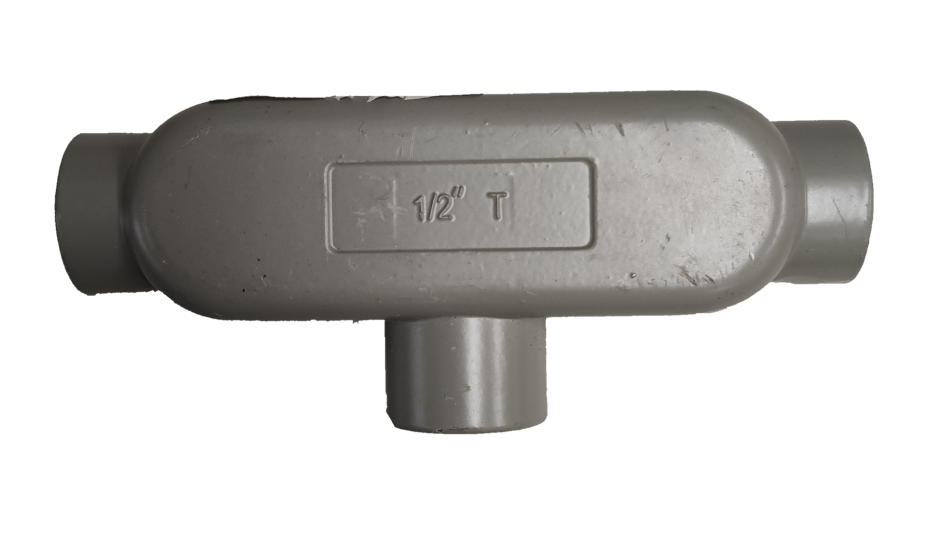 Metal Tee Conduit 15mm electrical part with three connection points for wiring protection