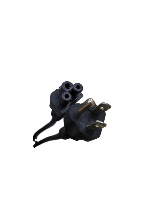 Black Mickey Mouse AC power cord with three-prong plug and matching connector for power adaptors