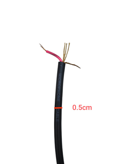 WIN microphone wire 1 roll showing black cable with exposed red and copper wires and 0.5cm thickness