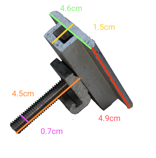 Middle clamp for solar panel bracket with precise measurements and sturdy construction for secure installation