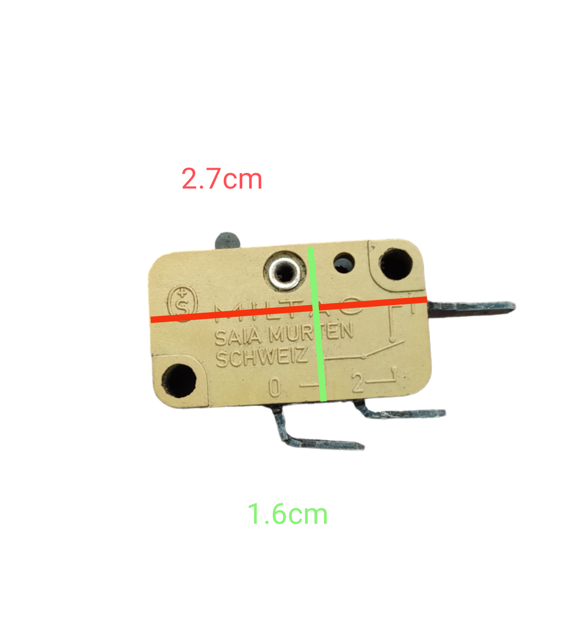 Miltac Microswitch 1NC 1NO 3A 250V beige with metal terminals and compact rectangular design