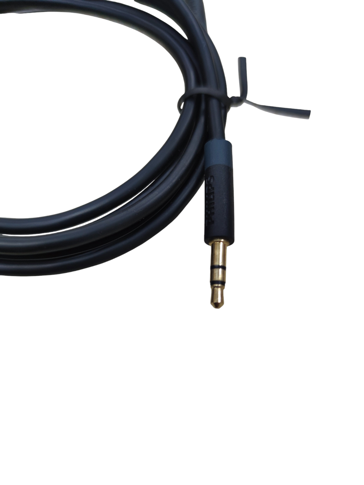 Black 3.5mm audio cable male to male with gold plated plug coiled cable and strain relief made in China