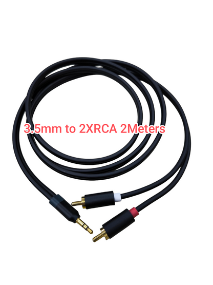 2 meter 3.5mm to dual RCA black cable with gold plated connectors audio cable male to male for stereo systems