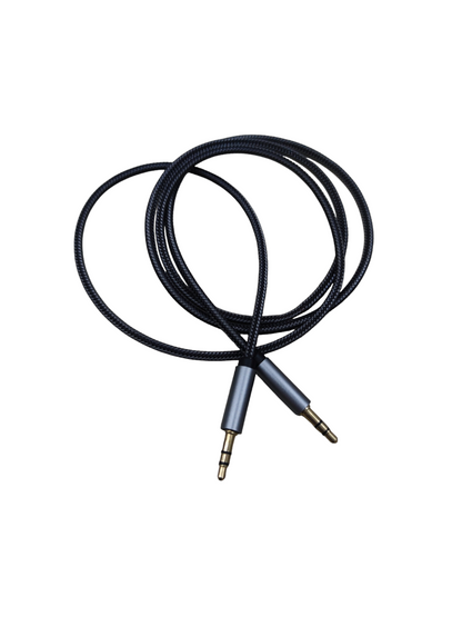 Black braided 3.5mm stereo audio cable male to male with gold plated connectors for phones and speakers