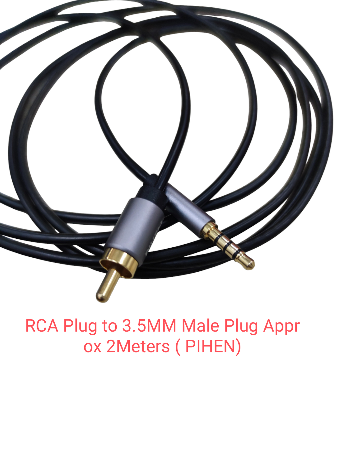 Gold plated RCA to 3.5mm audio cable male to male black 2 meter interconnect for audio devices