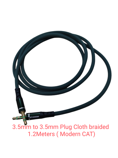 3.5mm to 3.5mm cloth braided audio cable male to male 1.2m green with gold plated connectors from China