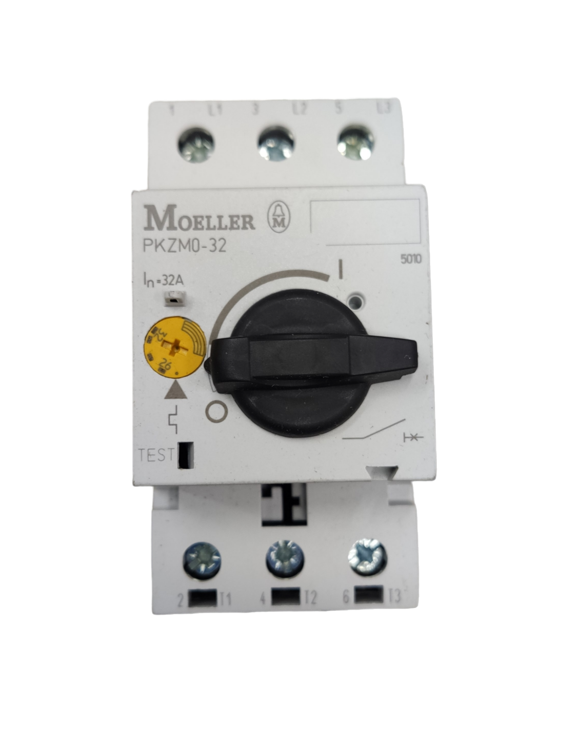 Electx Electrical Supply 220V industrial isolator switch with black rotary handle and white casing