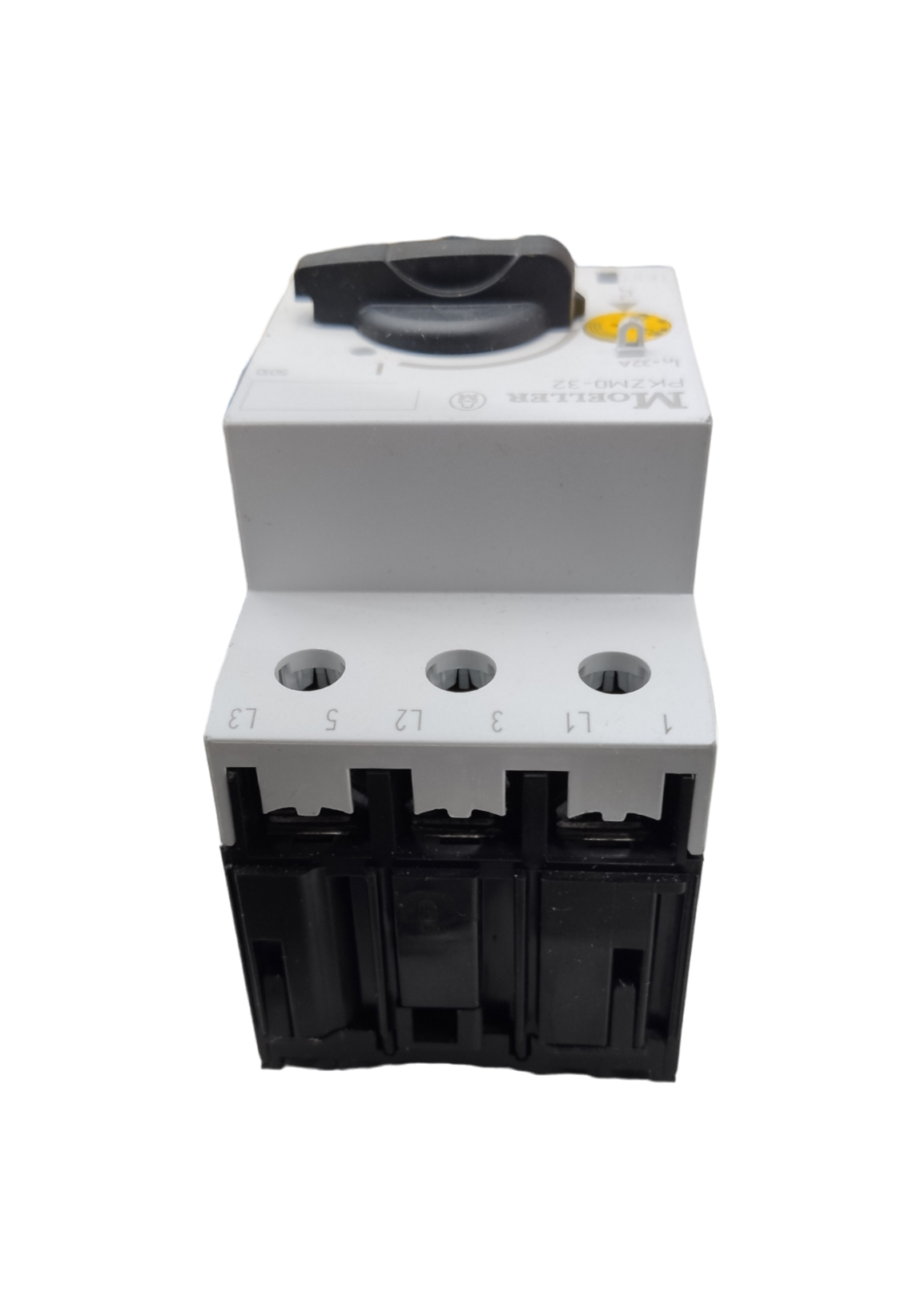 Electx Electrical Supply 220V industrial isolator switch with black rotary handle and white base