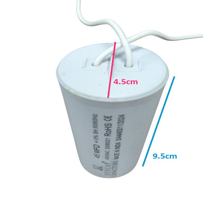 Syscap Motor Capacitor with dimensions 4.5cm height and 9.5cm diameter for electrical circuit applications