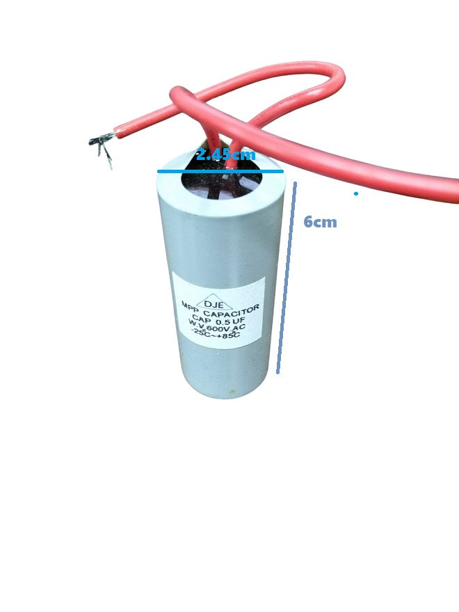 DJE Motor Capacitor 60uF with Red Wires for Electric Motor Applications