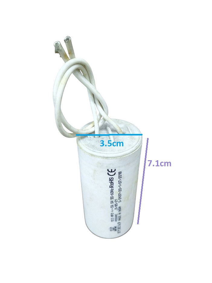 Syscap Motor Run Capacitor 450V with dimensions 3.5cm diameter and 7.1cm height for electrical applications