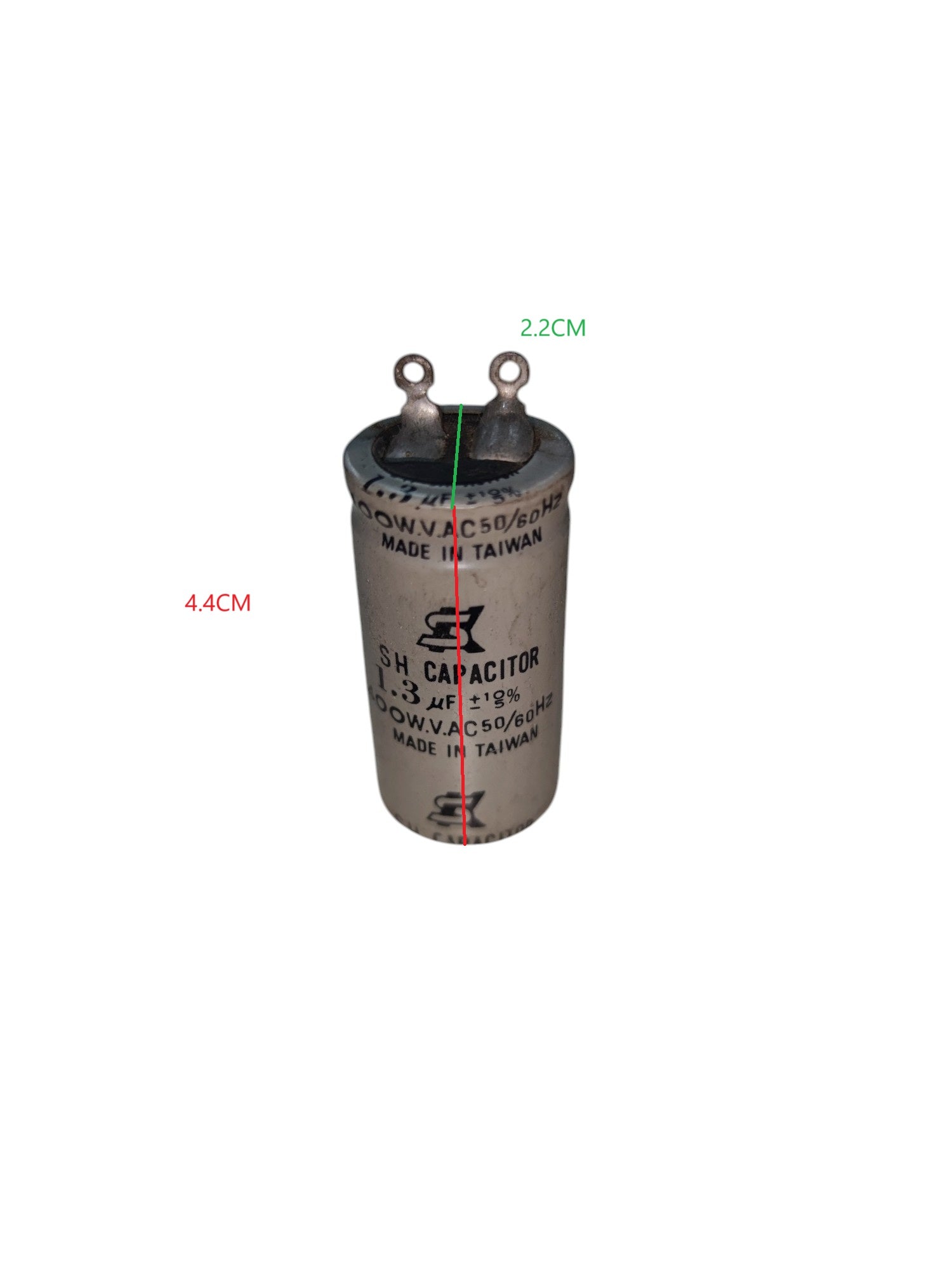 Motor start capacitor 1uf 400v with dual terminals, compact design for electrical applications