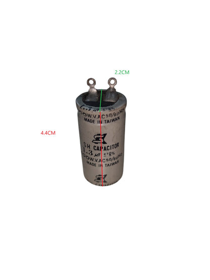 Motor start capacitor 1uf 400v with dual terminals, compact design for electrical applications