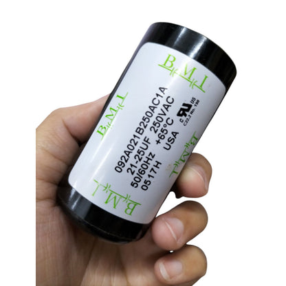 BMI Motor Starting Capacitor 21-25uf 250v in a black cylindrical design for electrical applications