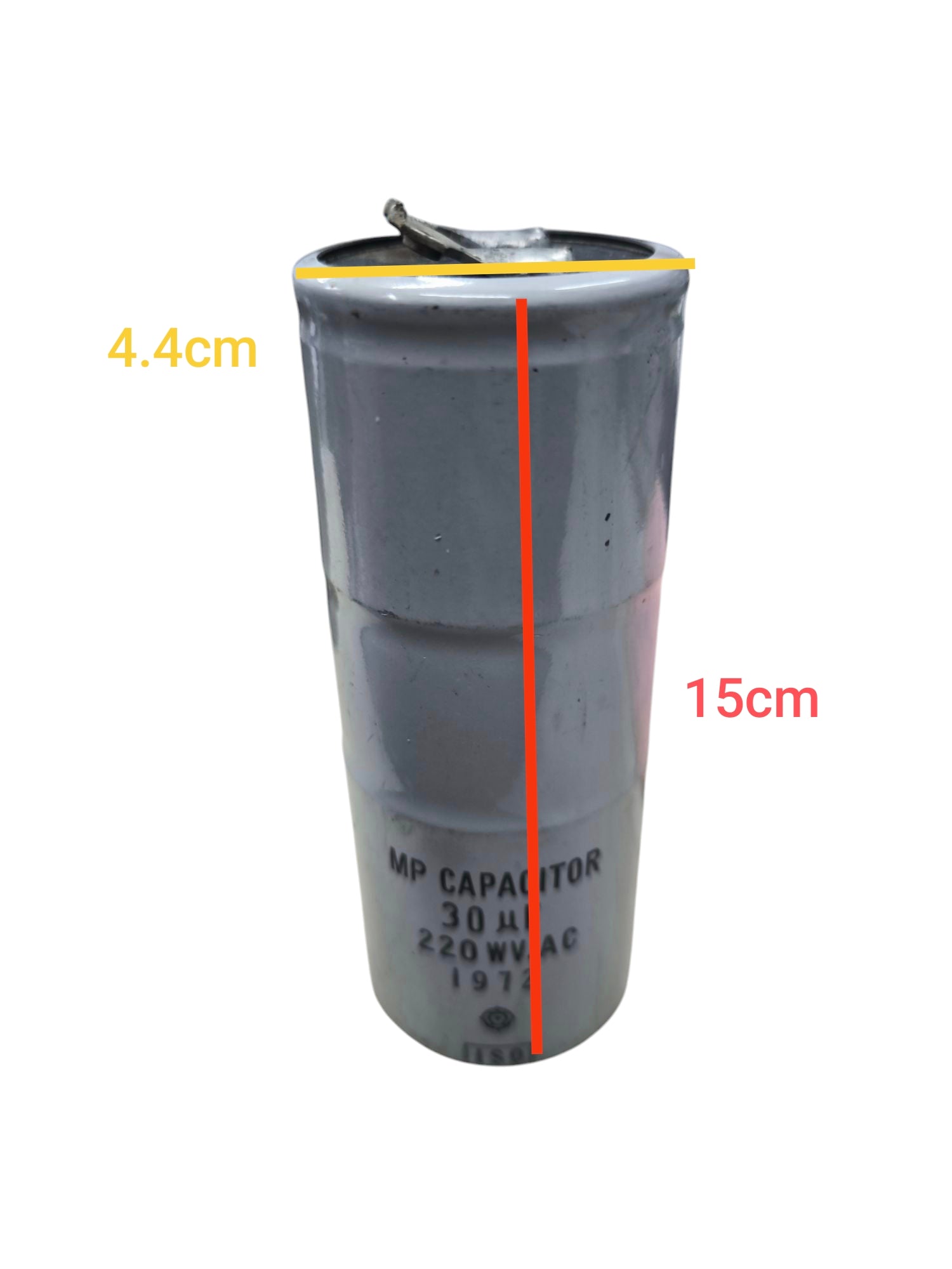CBB 30uF 220V running capacitor cylindrical electrical part with 15cm height and 4.4cm diameter
