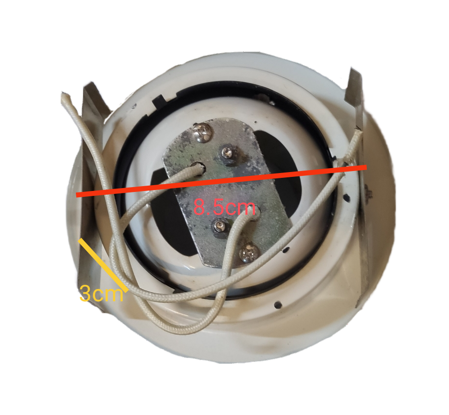 MR16 G23 pinlight housing 5A 220V 4 Inches with mounting brackets and wiring details