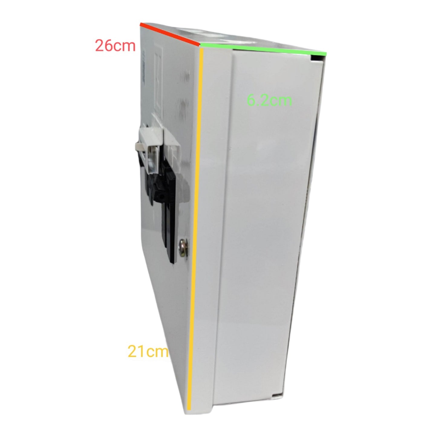 MTS 2 pole single phase switch with dimensions 26cm x 21cm x 6.2cm for electrical installations