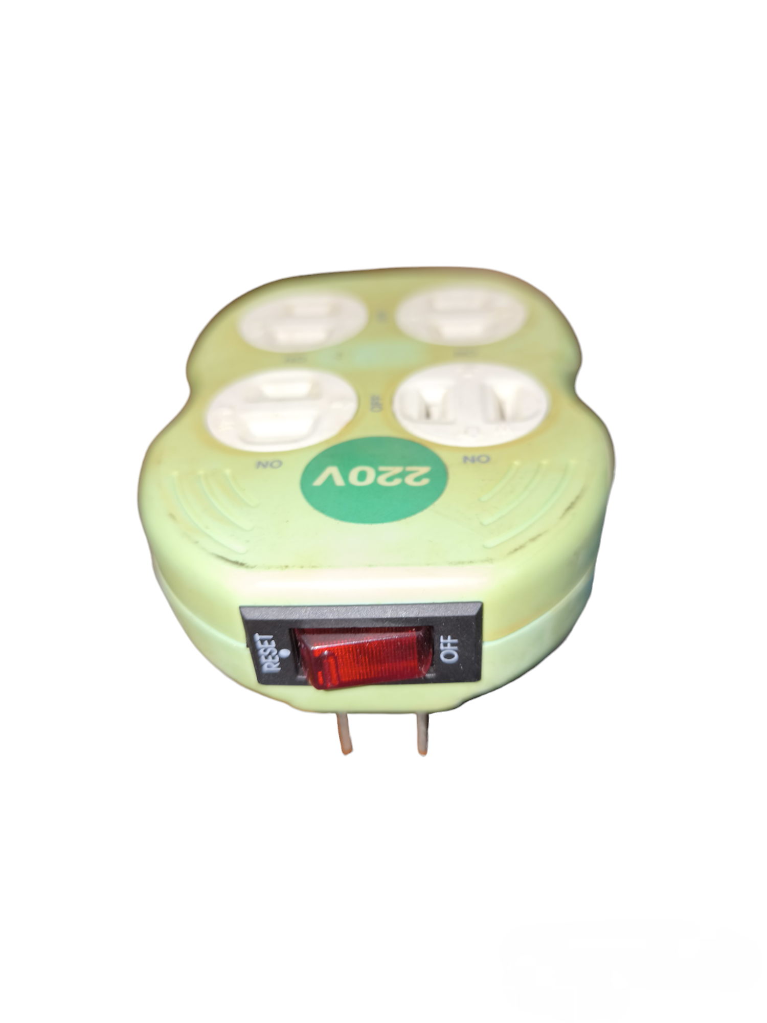 Japan 10A 250V multi outlet adapter with four sockets and a red power switch