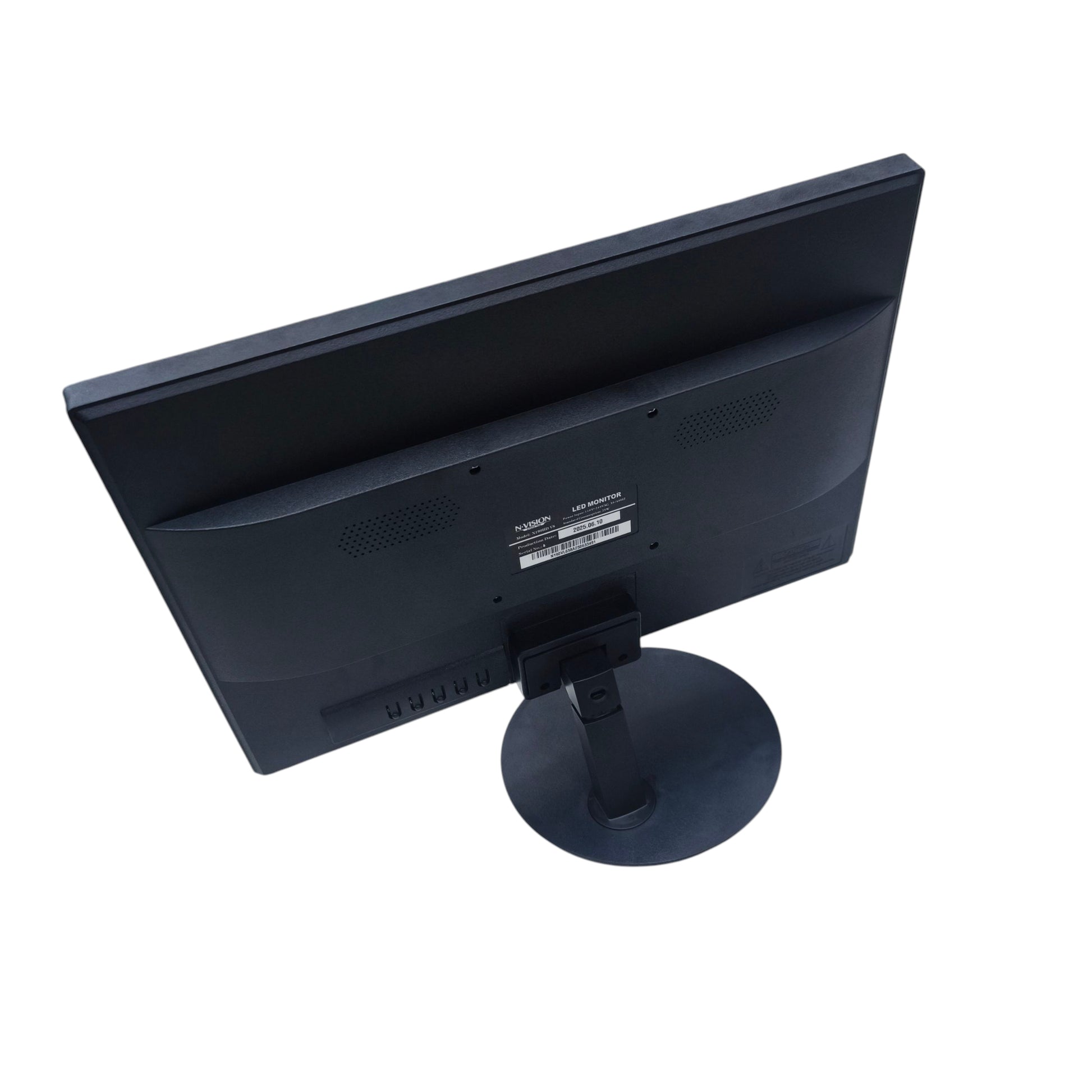 Back view of N-Vision 19 inch LED monitor 1080p with sleek design and stand for workspace setup