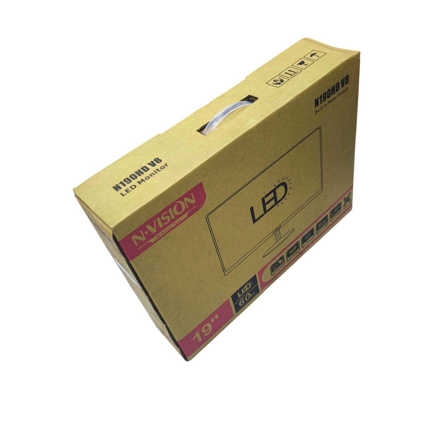 N-Vision 19 inch LED monitor 1080p packaged in a sturdy box with clear branding