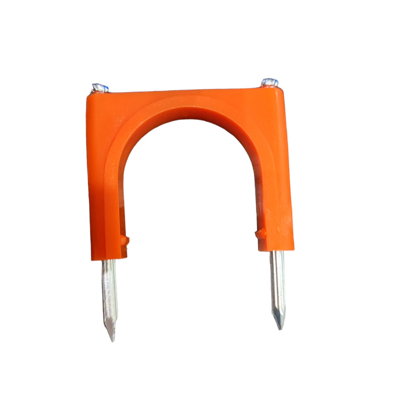 Tailee Nail Clip with 2 Concrete Nails in orange for secure fastening in construction