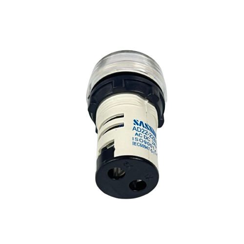 Grippes LED indicator lamp 22mm 24V White panel mount cylindrical indicator with clear lens